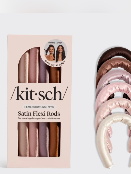 Kitsch Accessories - Kitsch Satin Flexi Rods Hair Set - Pink, Rose Gold, Brown, Cream